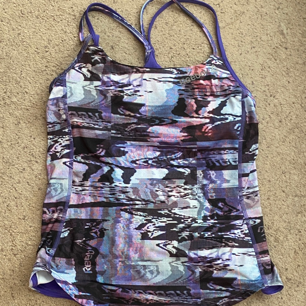 Reebok Les Mills Abstract Purple and Black Tank Top